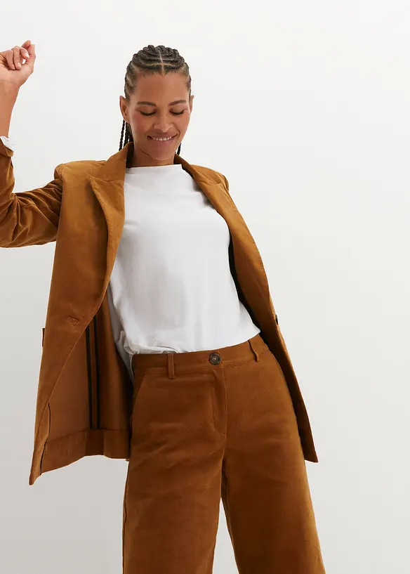 Corduroy broek in Marlene Dietrich stijl van biologisch katoen, bonprix