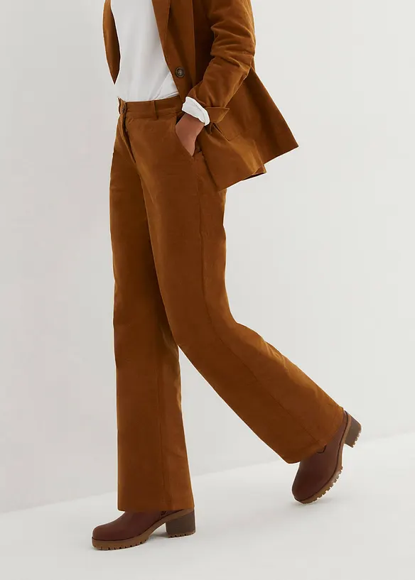Corduroy broek in Marlene Dietrich stijl van biologisch katoen, bonprix
