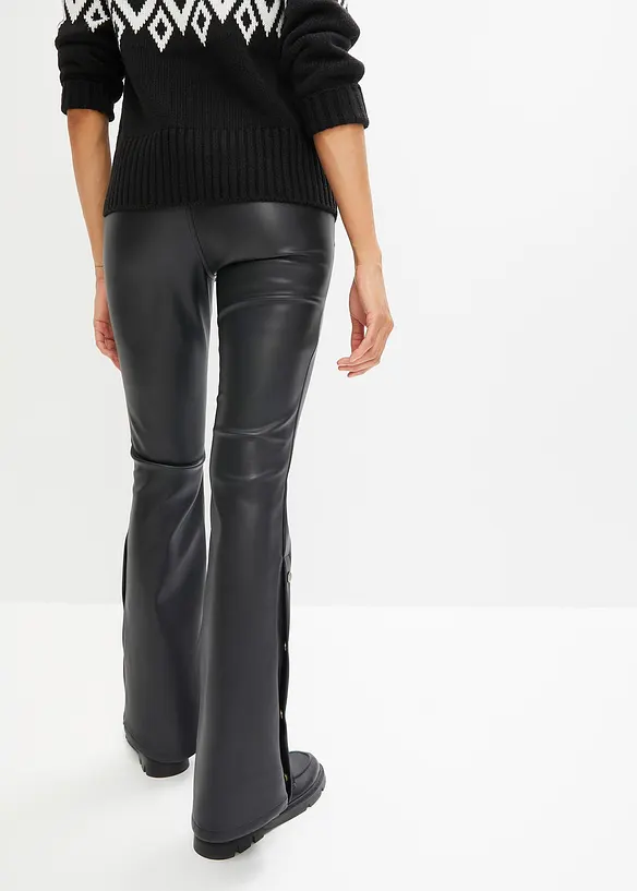 Flared broek van imitatieleer met sierknopen, RAINBOW