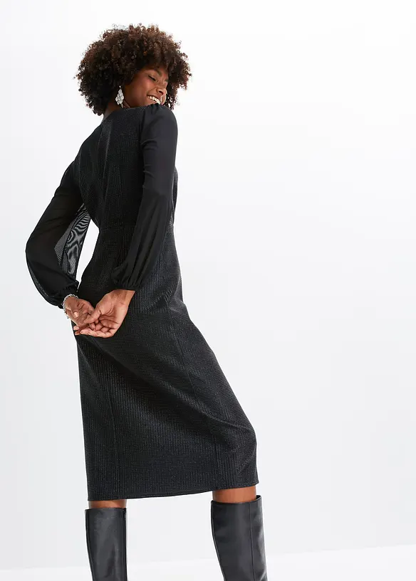 Jurk met diepe V-hals en glitter, BODYFLIRT boutique