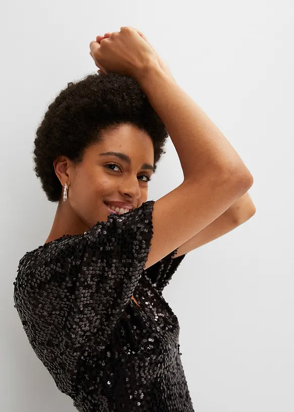 Paillettenjurk met een diep decolleté, bonprix