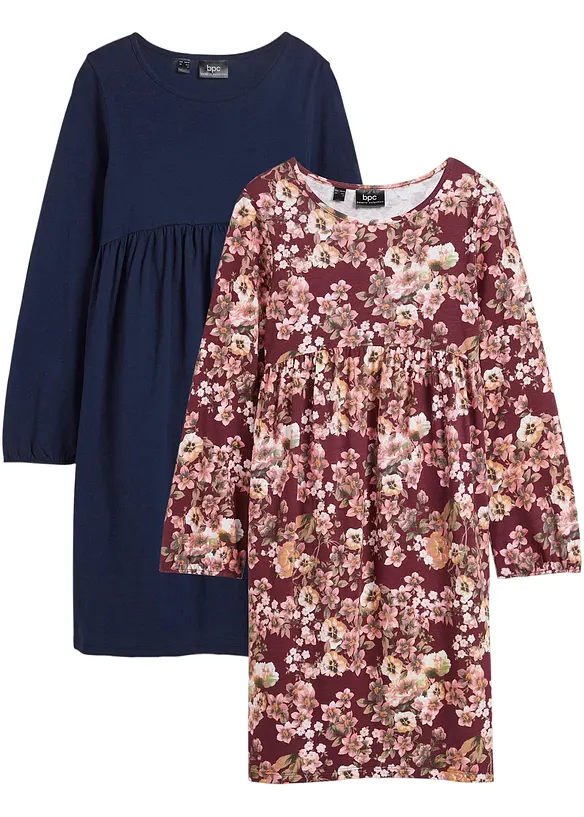 Jersey jurk van katoen (set van 2), bonprix