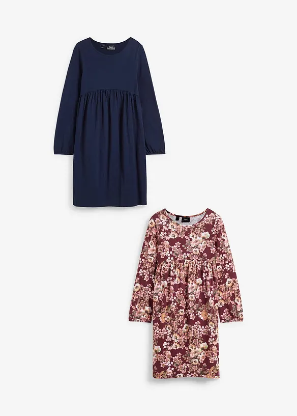 Jersey jurk van katoen (set van 2), bonprix