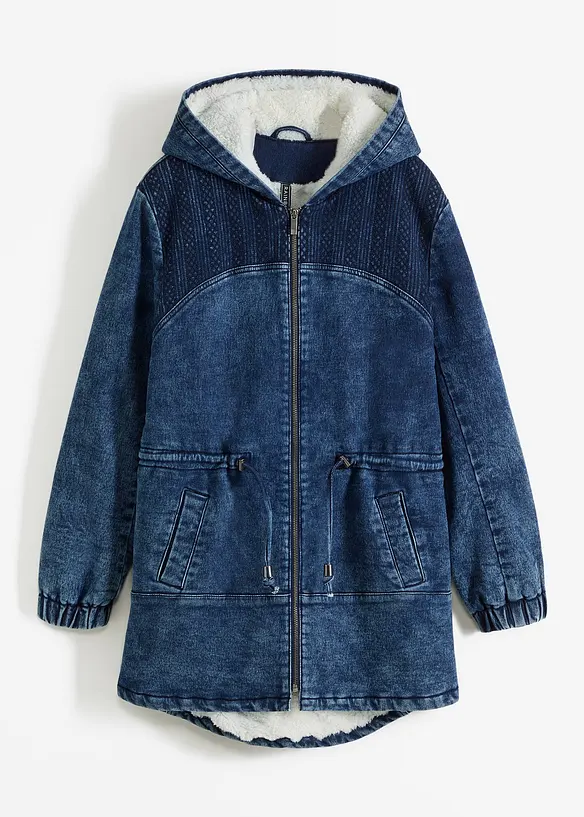 Denim parka met teddy, bonprix