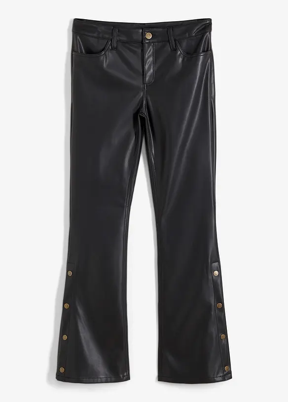 Flared broek van imitatieleer met sierknopen, RAINBOW