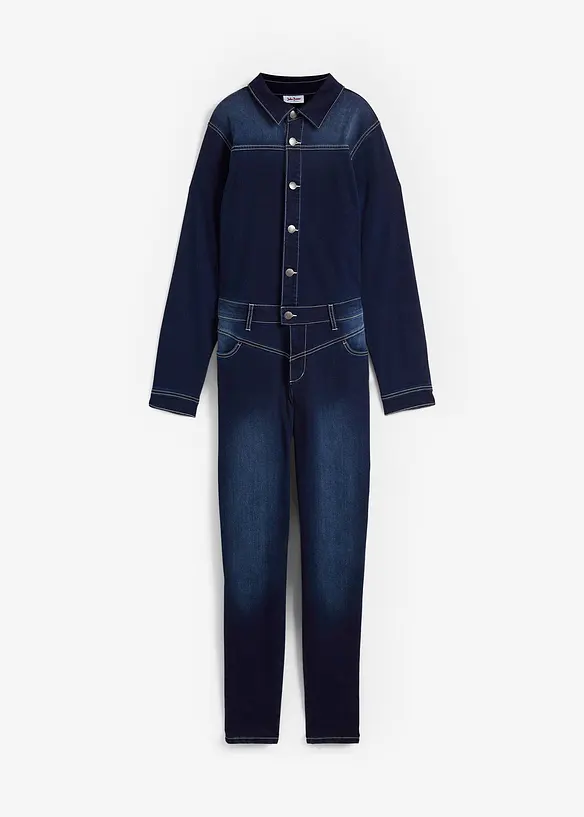 Stretch thermo jeans jumpsuit met zachte voering, John Baner JEANSWEAR