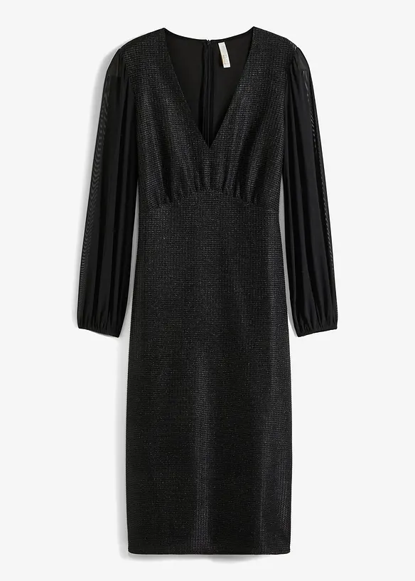 Jurk met diepe V-hals en glitter, BODYFLIRT boutique