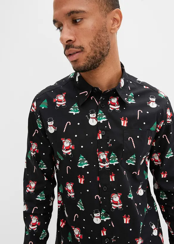 Overhemd met kerstprint en lange mouwen, bonprix
