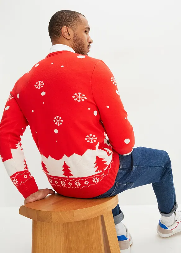 Fijn gebreide trui met kerstmotief, bonprix