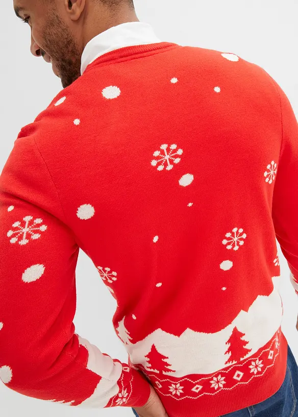 Fijn gebreide trui met kerstmotief, bonprix