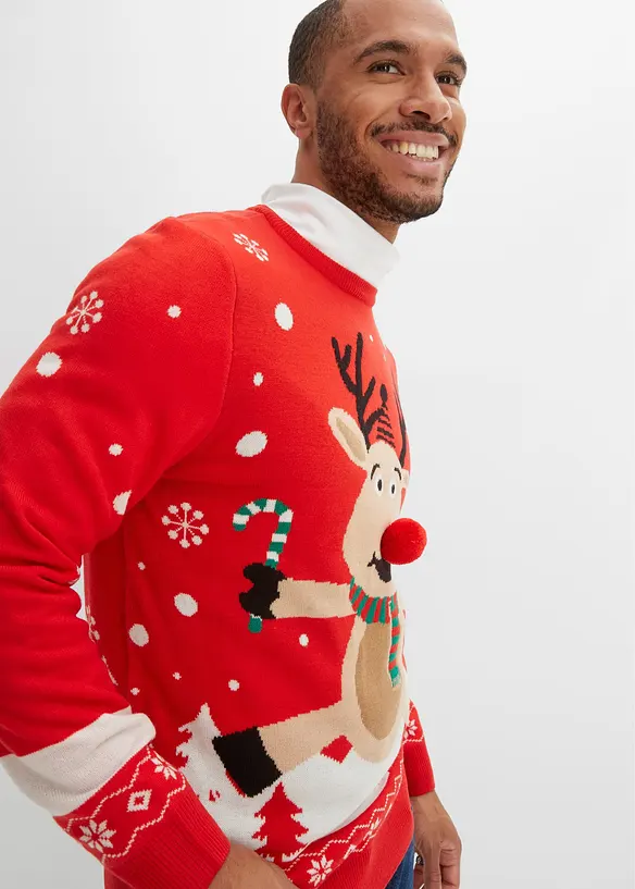 Fijn gebreide trui met kerstmotief, bonprix
