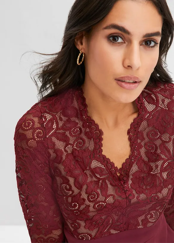 Chiffon jurk met kant, bonprix