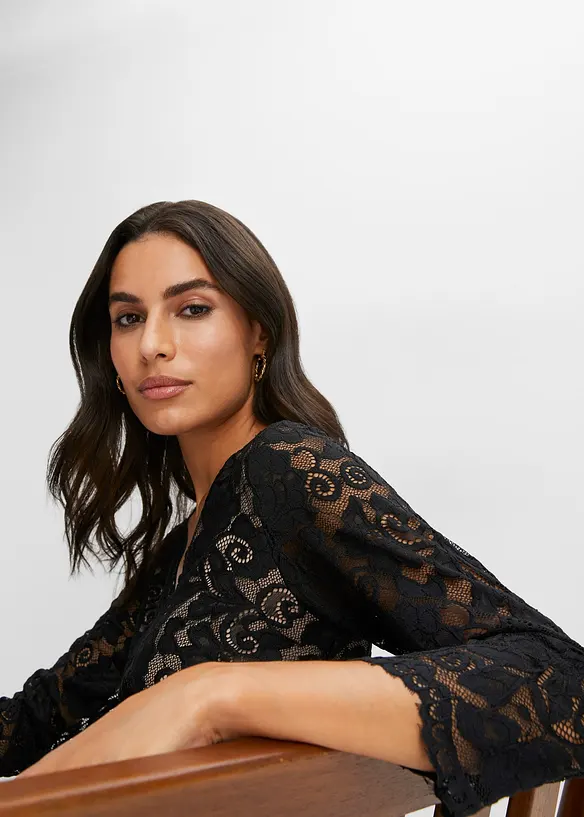 Chiffon jurk met kant, bonprix