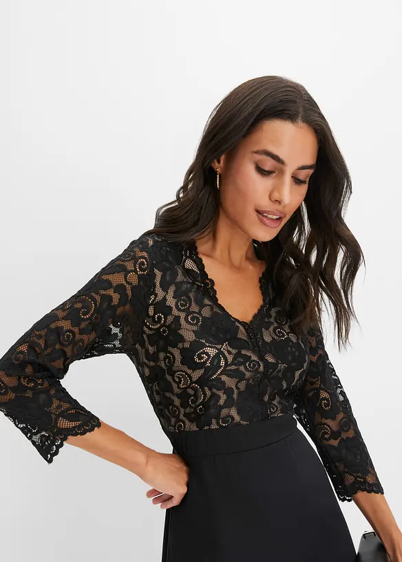 Chiffon jurk met kant, bonprix