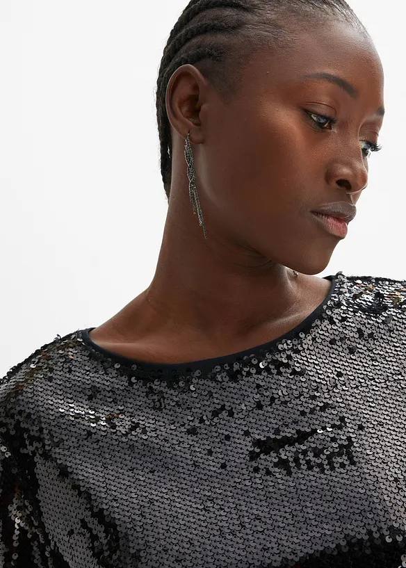 Blouse van pailletten, bonprix