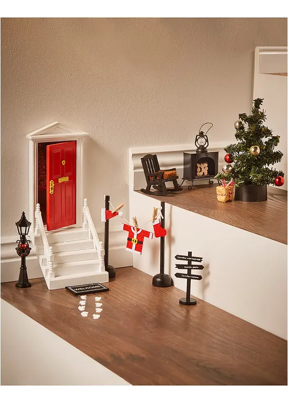 Ornament miniatuur kabouterdeur met toebehoren (20-dlg. set), bonprix