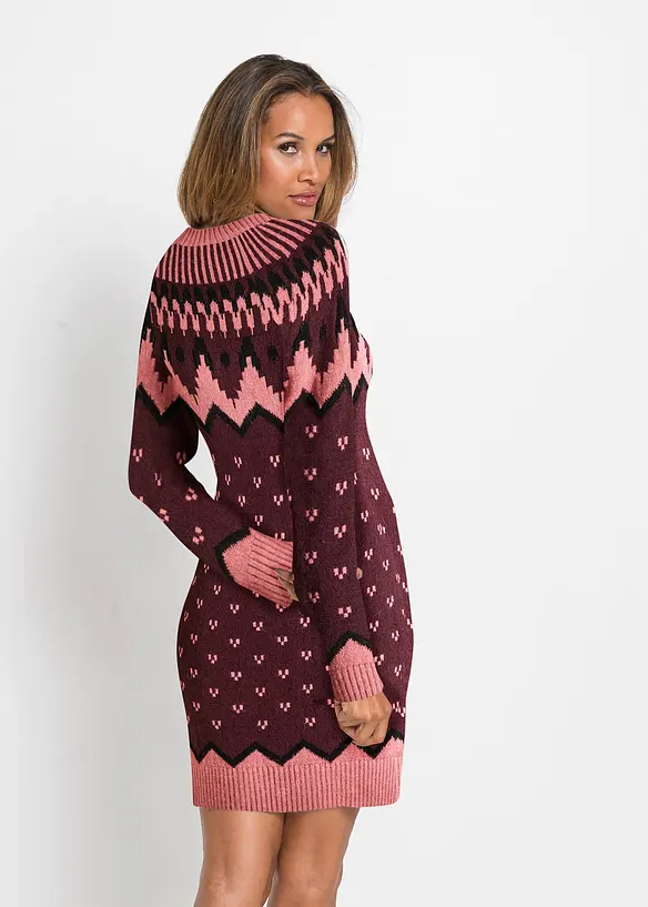 Gebreide jacquard jurk met Noors patroon, bonprix