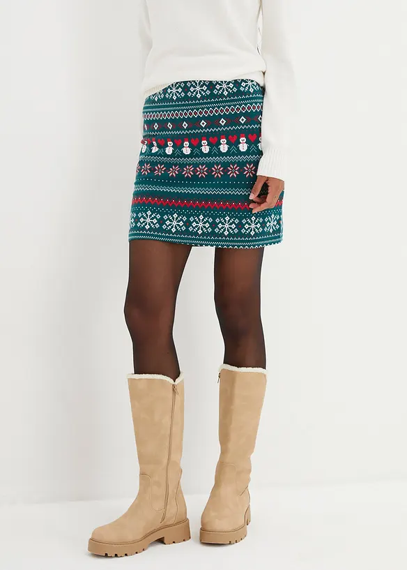 Minirok met Noors patroon van een katoen-elastan-mix, bonprix
