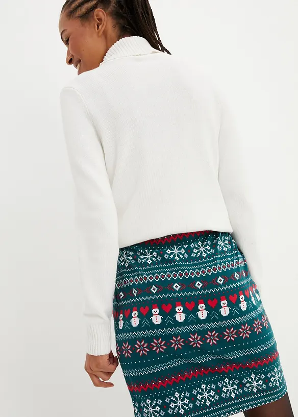 Minirok met Noors patroon van een katoen-elastan-mix, bonprix