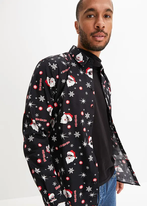 Overhemd met een kerstprint en lange mouwen, slim fit, bonprix