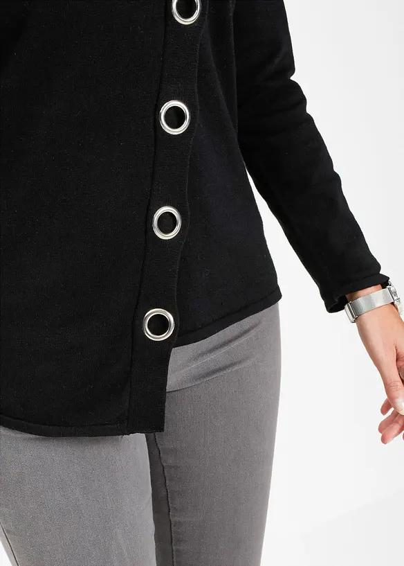 Fijn gebreide trui met stud details, bonprix