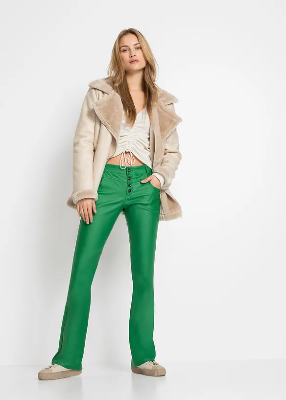 Imitatieleren flared broek, RAINBOW