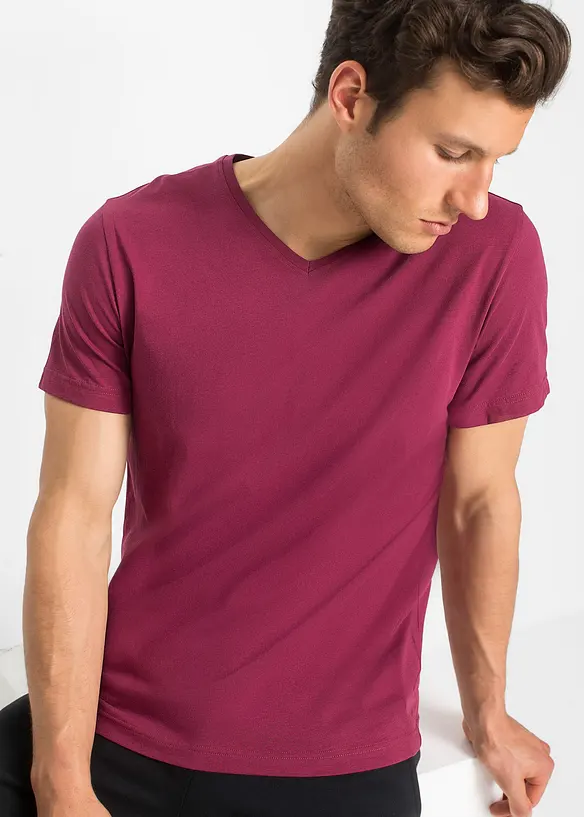 T-shirt met V-hals (set van 3), bonprix