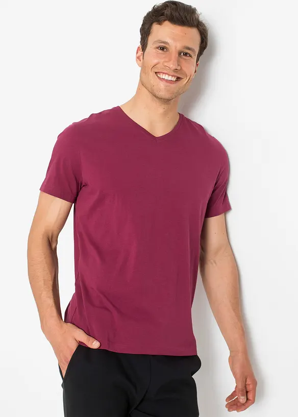 T-shirt met V-hals (set van 3), bonprix