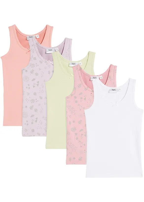 Meisjes hemd met zacht katoen (set van 5), bonprix