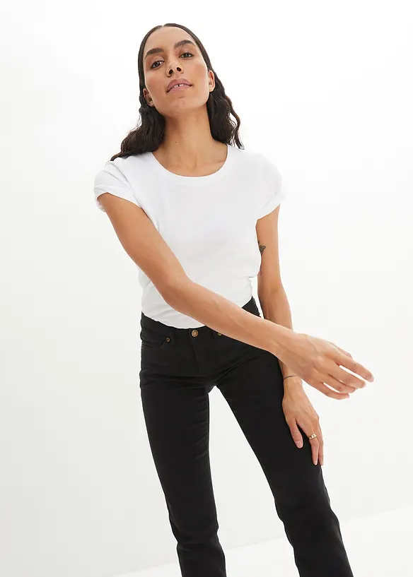 Stretch jeans mid waist, straight, bonprix