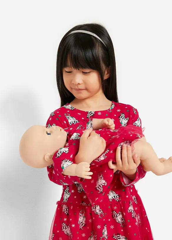 Meisjes jersey jurk en poppenjurk (2-dlg. set), bonprix
