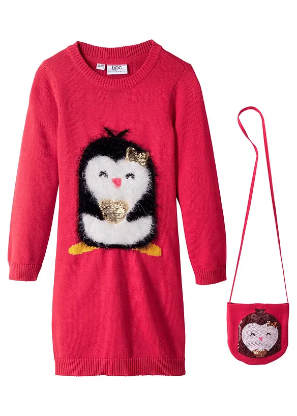 Gebreide meisjes jurk inclusief tasje (2-dlg. set), bonprix