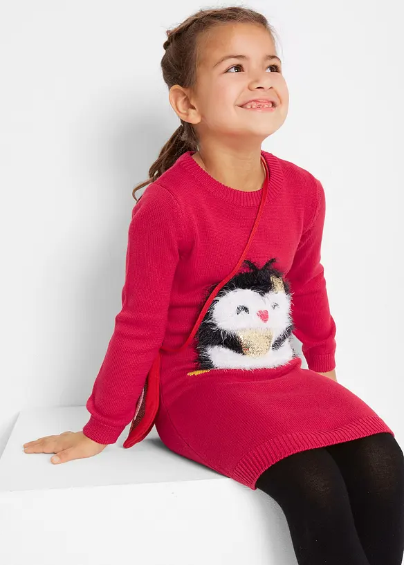 Gebreide meisjes jurk inclusief tasje (2-dlg. set), bonprix