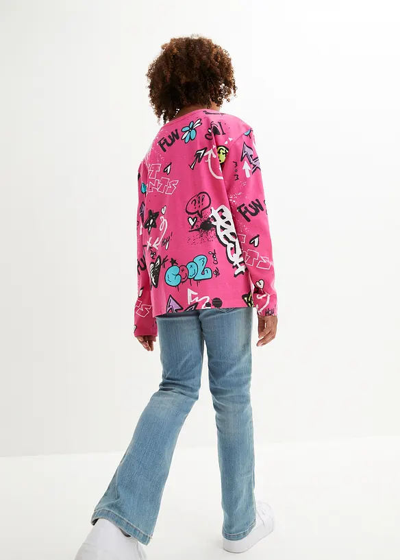 Meisjes boxy shirt (set van 2) van biologisch katoen, bonprix