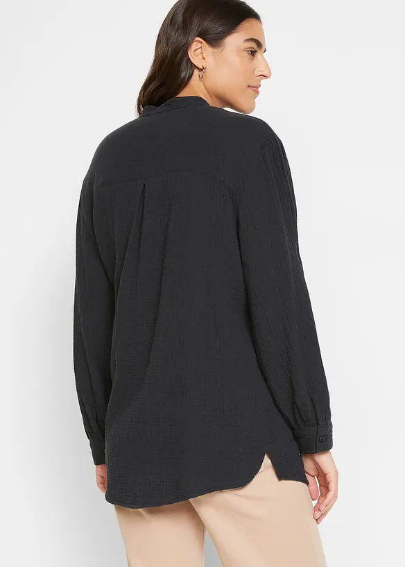 Lange mousseline overhemdblouse van katoen, bonprix
