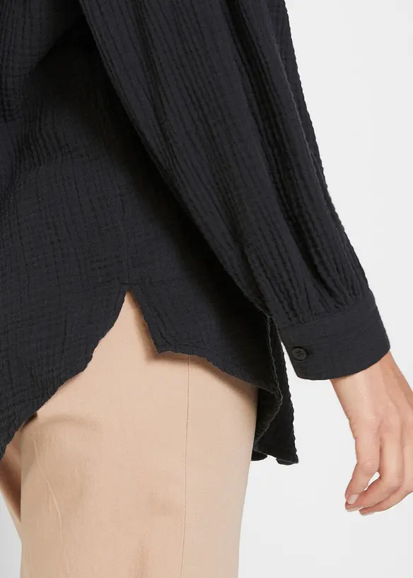 Lange mousseline overhemdblouse van katoen, bonprix