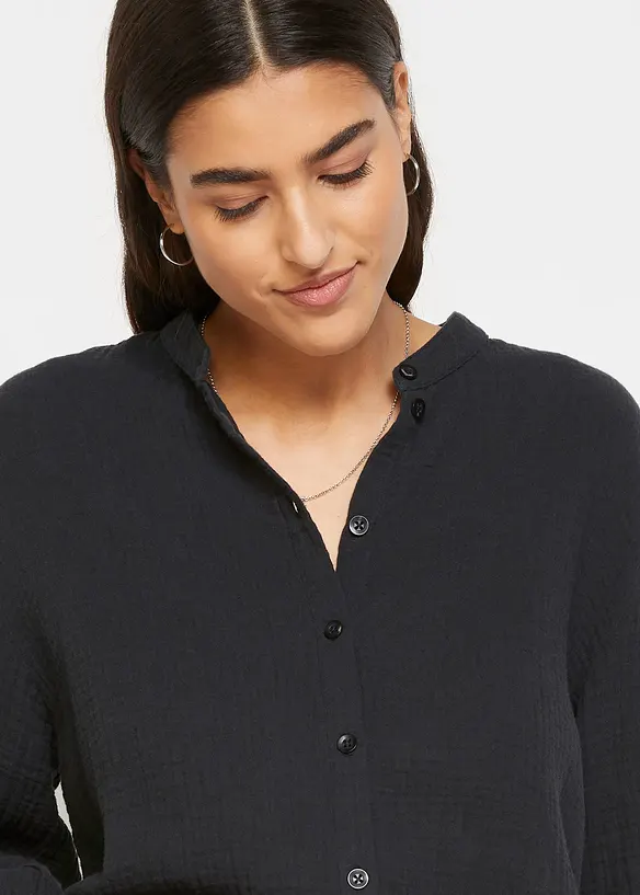 Lange mousseline overhemdblouse van katoen, bonprix