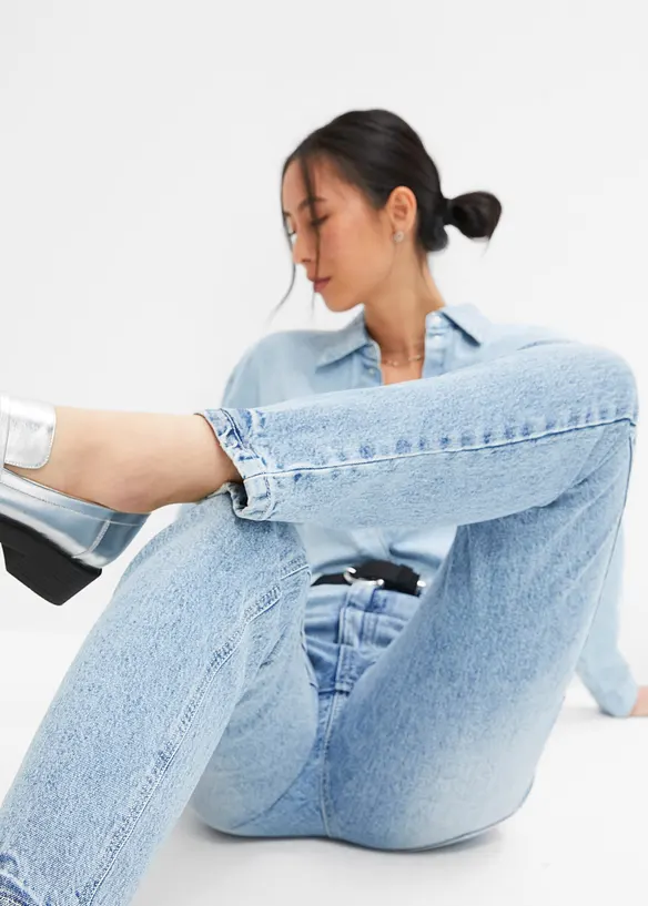 Straight jeans met high waist, low stretch, bonprix