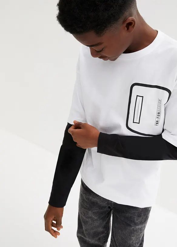 Jongens layershirt van biologisch katoen, lange mouw, bpc bonprix collection