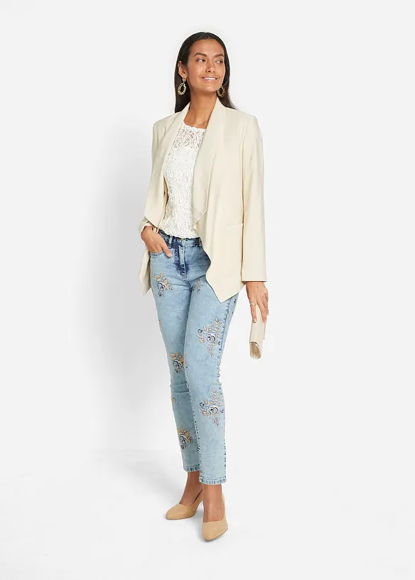 Jeans met bloemenborduursel, bonprix