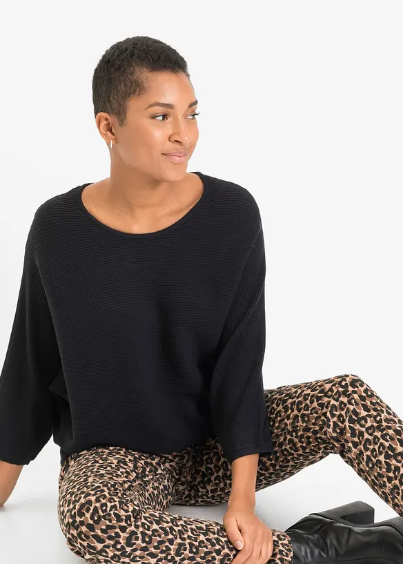 Geribde oversized trui in een viscosemix, bonprix