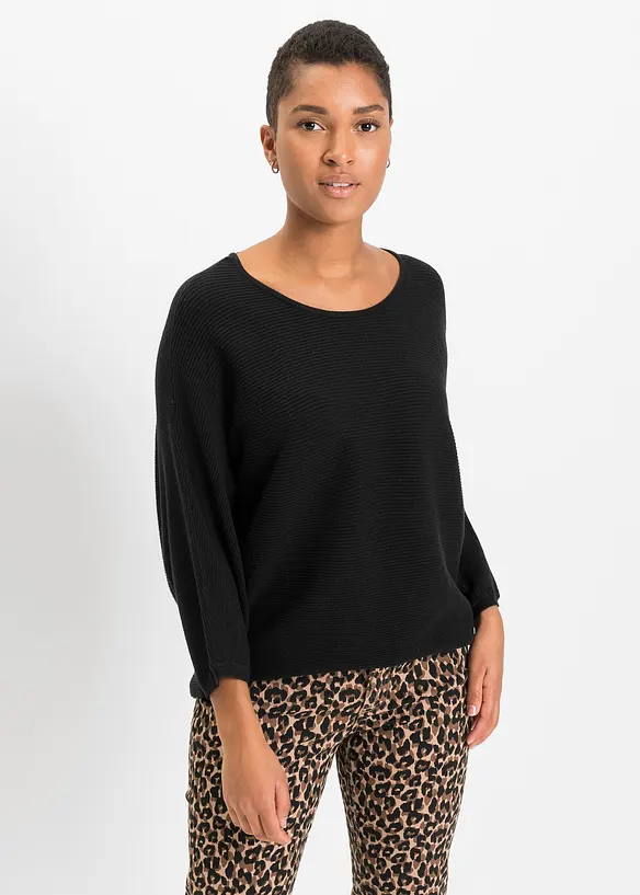 Geribde oversized trui in een viscosemix, bonprix