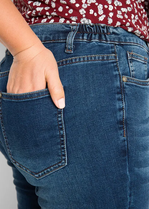 Stretch boyfriend jeans, mid waist, bonprix