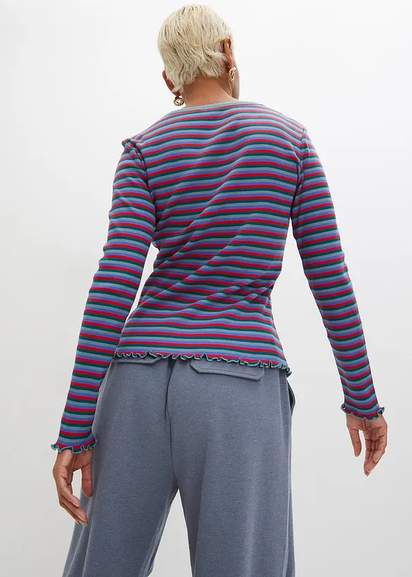 Geribd shirt met strepen van biologisch katoen, bonprix