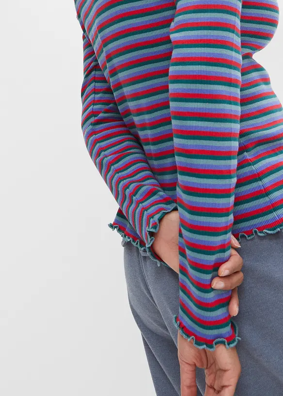 Geribd shirt met strepen van biologisch katoen, bonprix