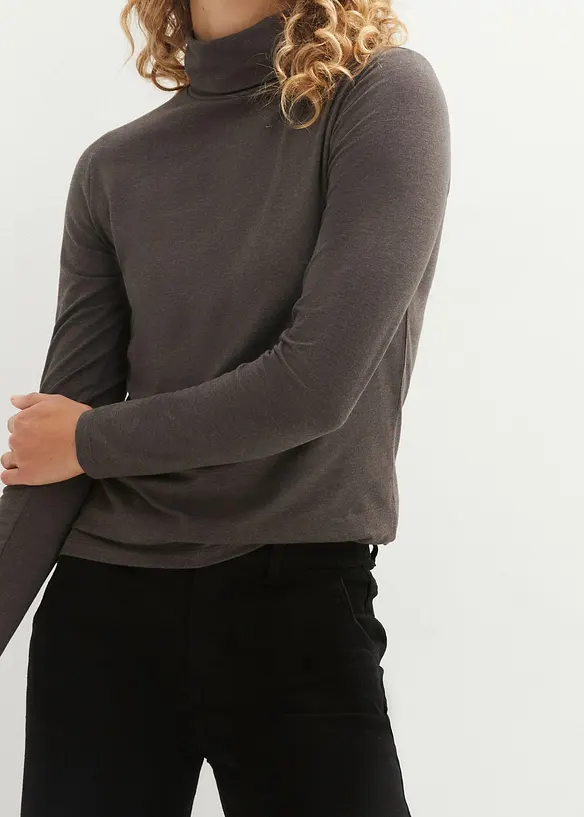 Longsleeve met col in een katoenmix (set van 2), bonprix