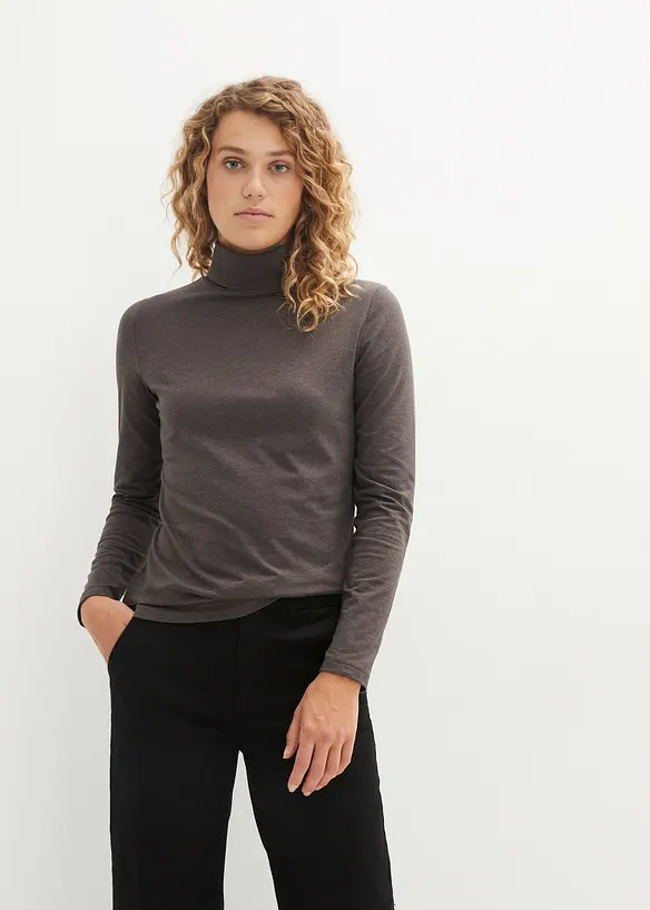 Longsleeve met col in een katoenmix (set van 2), bonprix