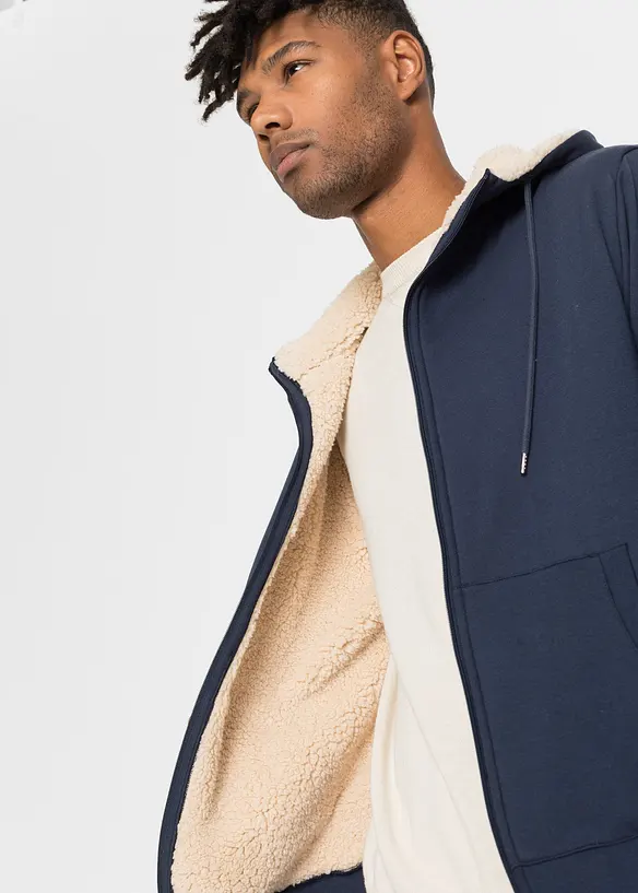 Thermo sweatvest met capuchon en teddy voering, bonprix