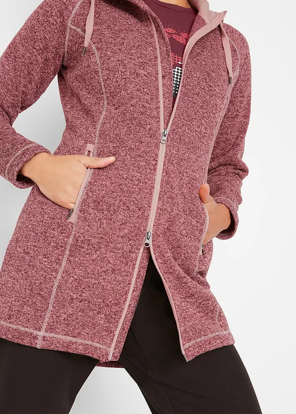 Lang fleece vest met capuchon, bonprix