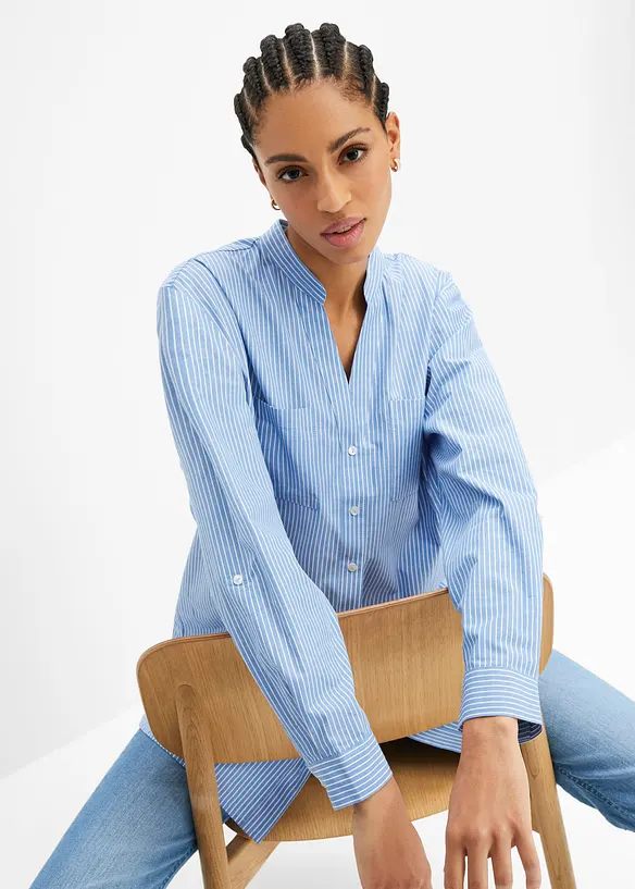 Lange blouse met oprolbare mouwen, bonprix